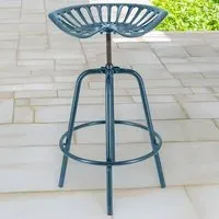 Tractor Height Adjustable Bar Stool - Blue, Cast Iron