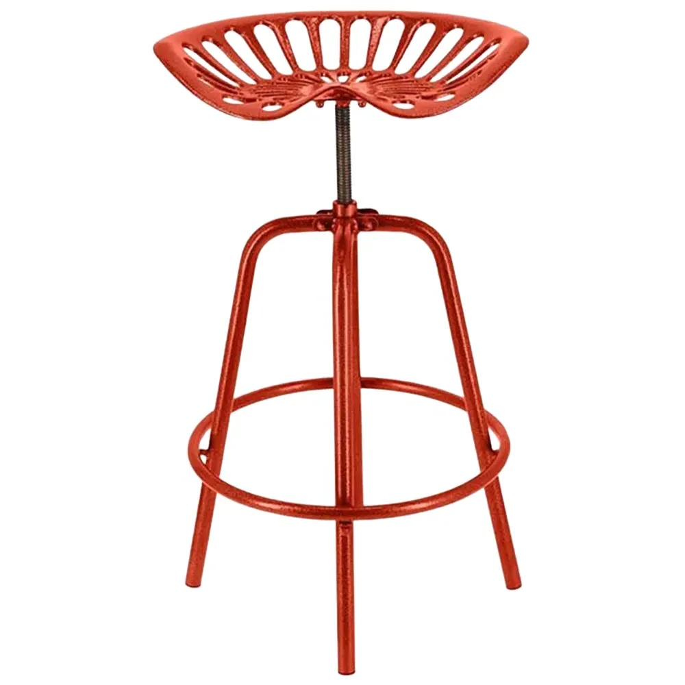 Tractor Height Adjustable Bar Stool - Red, Cast Iron