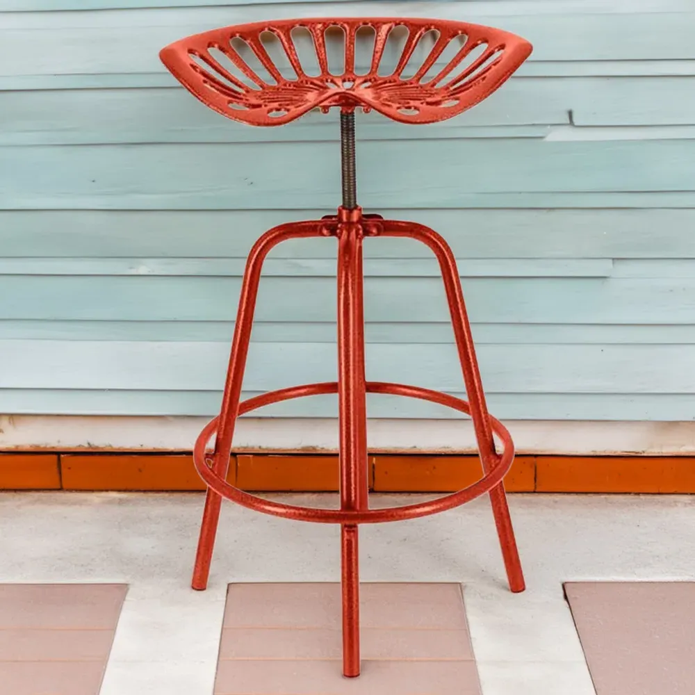Tractor Height Adjustable Bar Stool - Red, Cast Iron