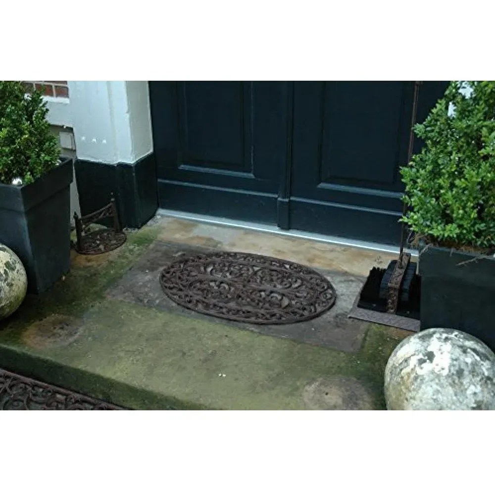 Victorian Cast Iron Oval Doormat - Brown