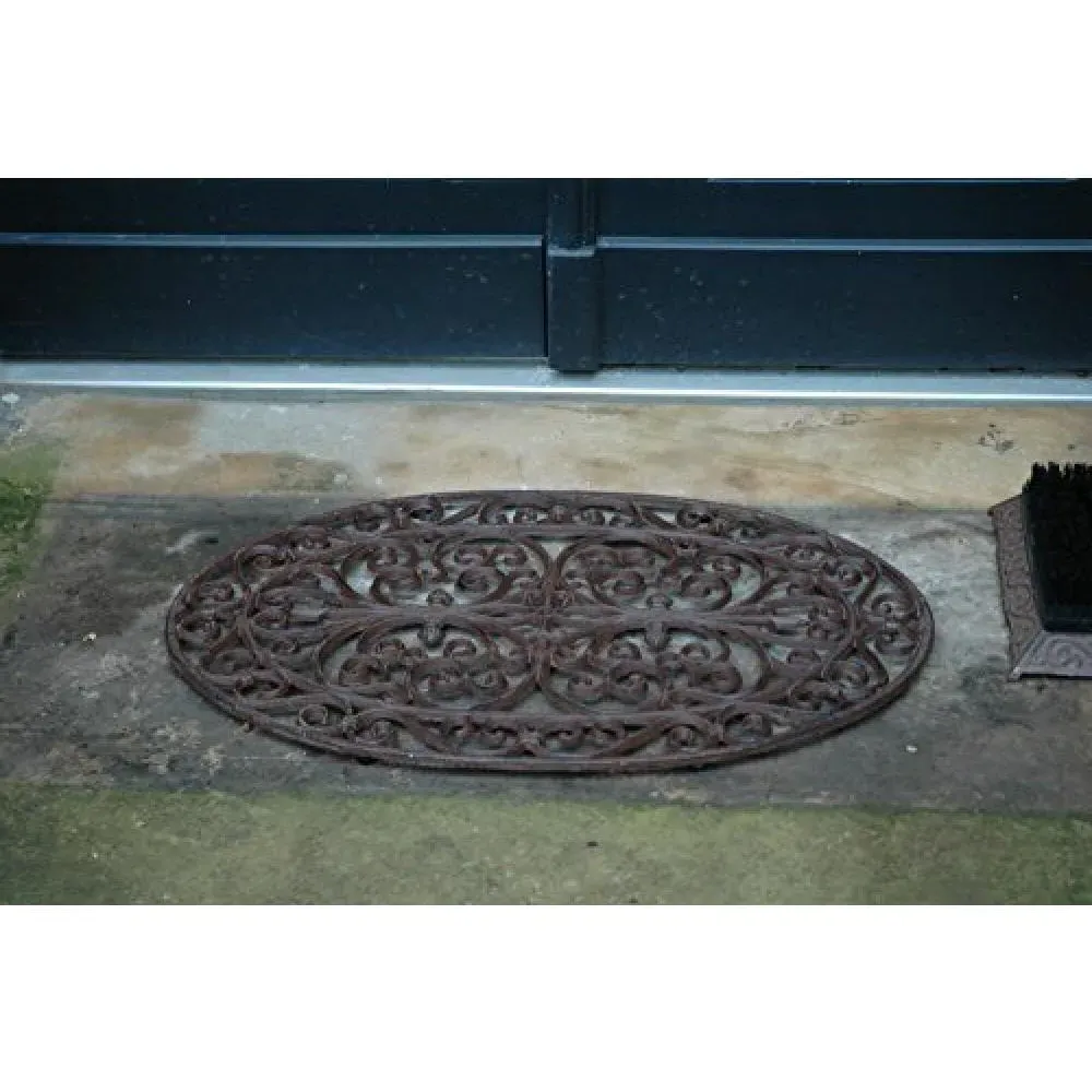 Victorian Cast Iron Oval Doormat - Brown