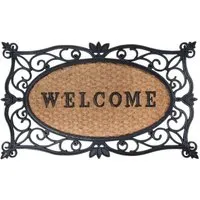 Welcome Rectangular Doormat - Black and Brown, Coir