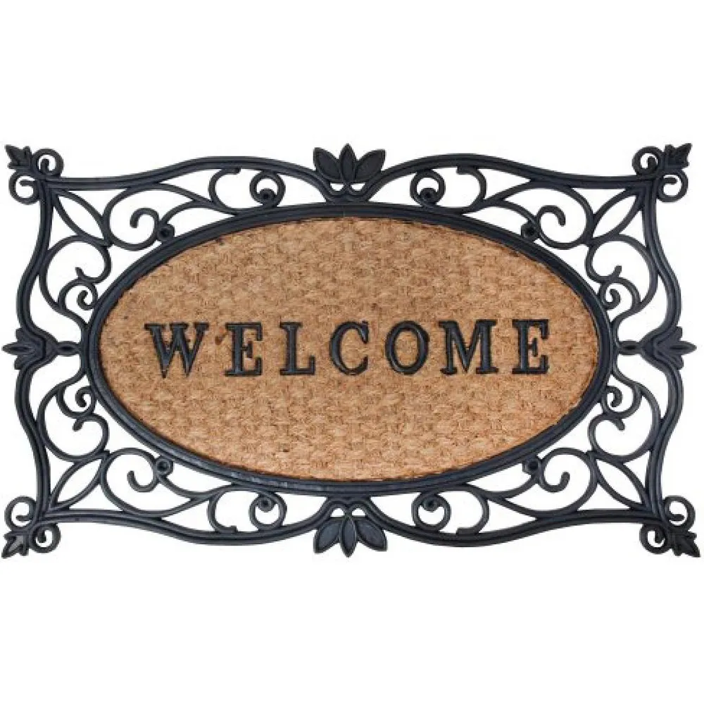 Welcome Rectangular Doormat - Black and Brown, Coir image