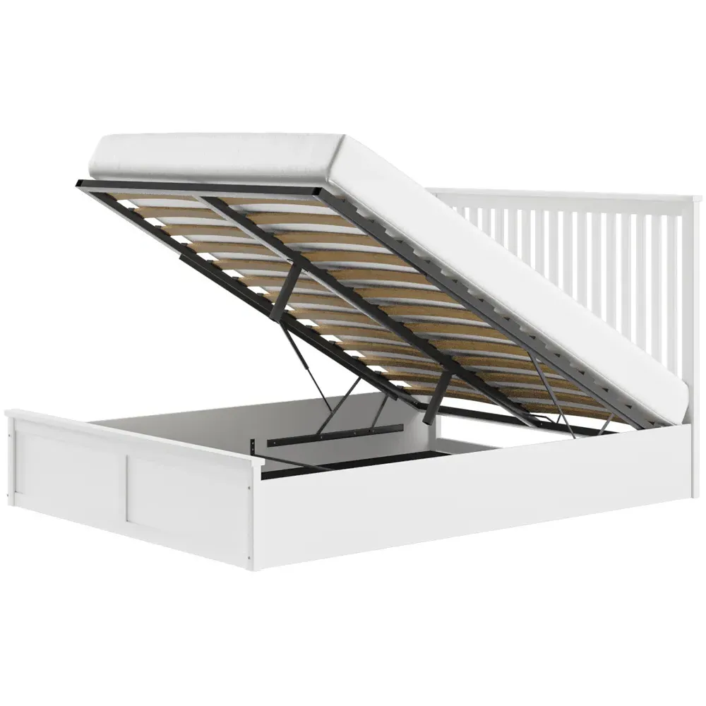 Airedale Double Ottoman Bed with Storage - White, Wood