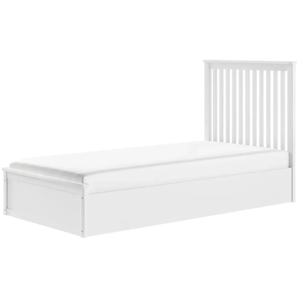 Airedale Single Ottoman Bed with Storage - White, Wood