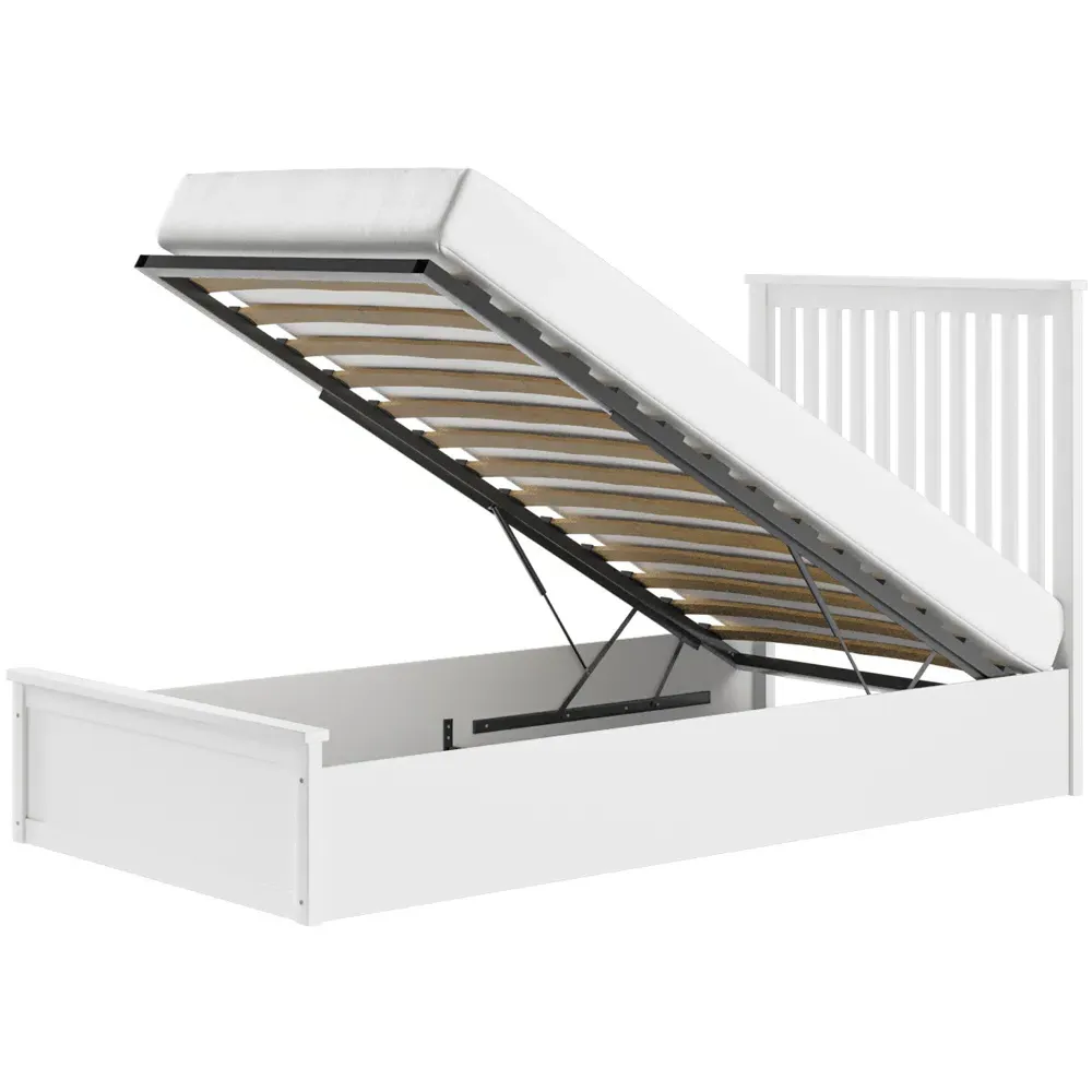 Airedale Single Ottoman Bed with Storage - White, Wood