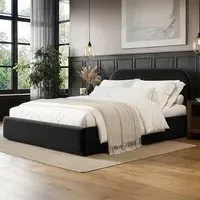 Alba Double Ottoman Bed with Storage - Black, Velvet