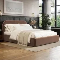 Alba Double Ottoman Bed with Storage - Brown, Velvet