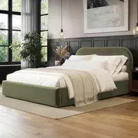Alba Double Ottoman Bed with Storage - Green, Velvet