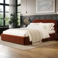 Alba Double Ottoman Bed with Storage - Orange, Velvet