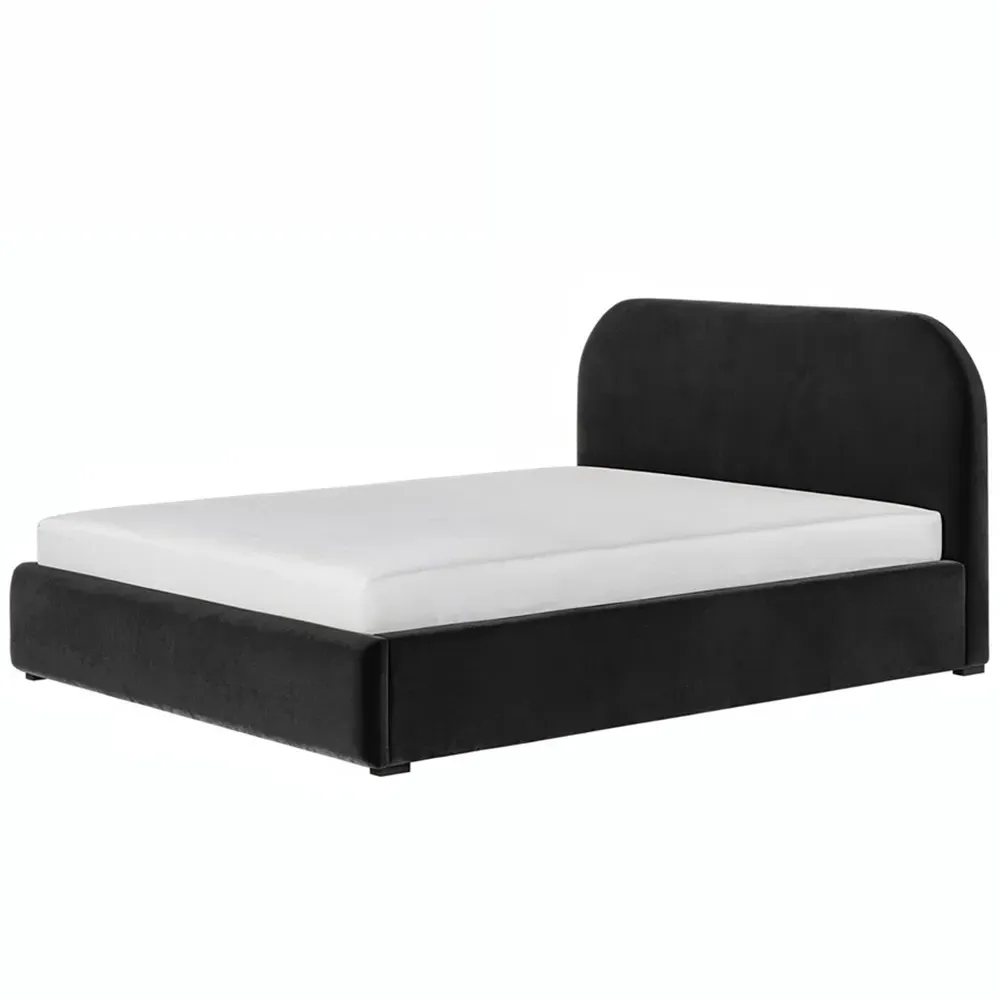 Alba King Size Ottoman Bed with Storage - Black, Velvet