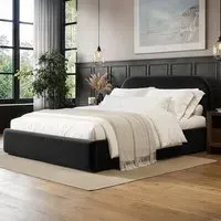 Alba King Size Ottoman Bed with Storage - Black, Velvet