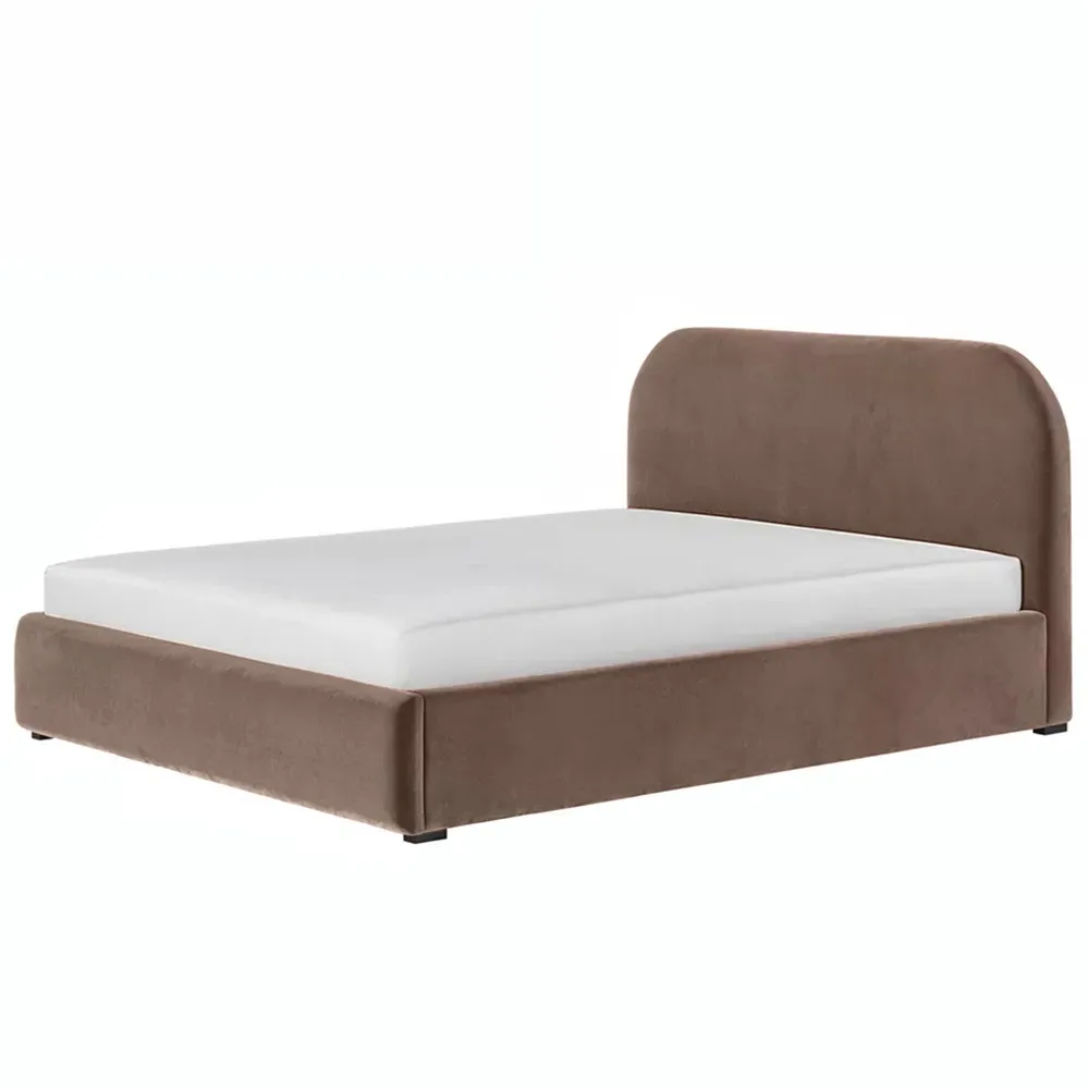 Alba King Size Ottoman Bed with Storage - Brown, Velvet