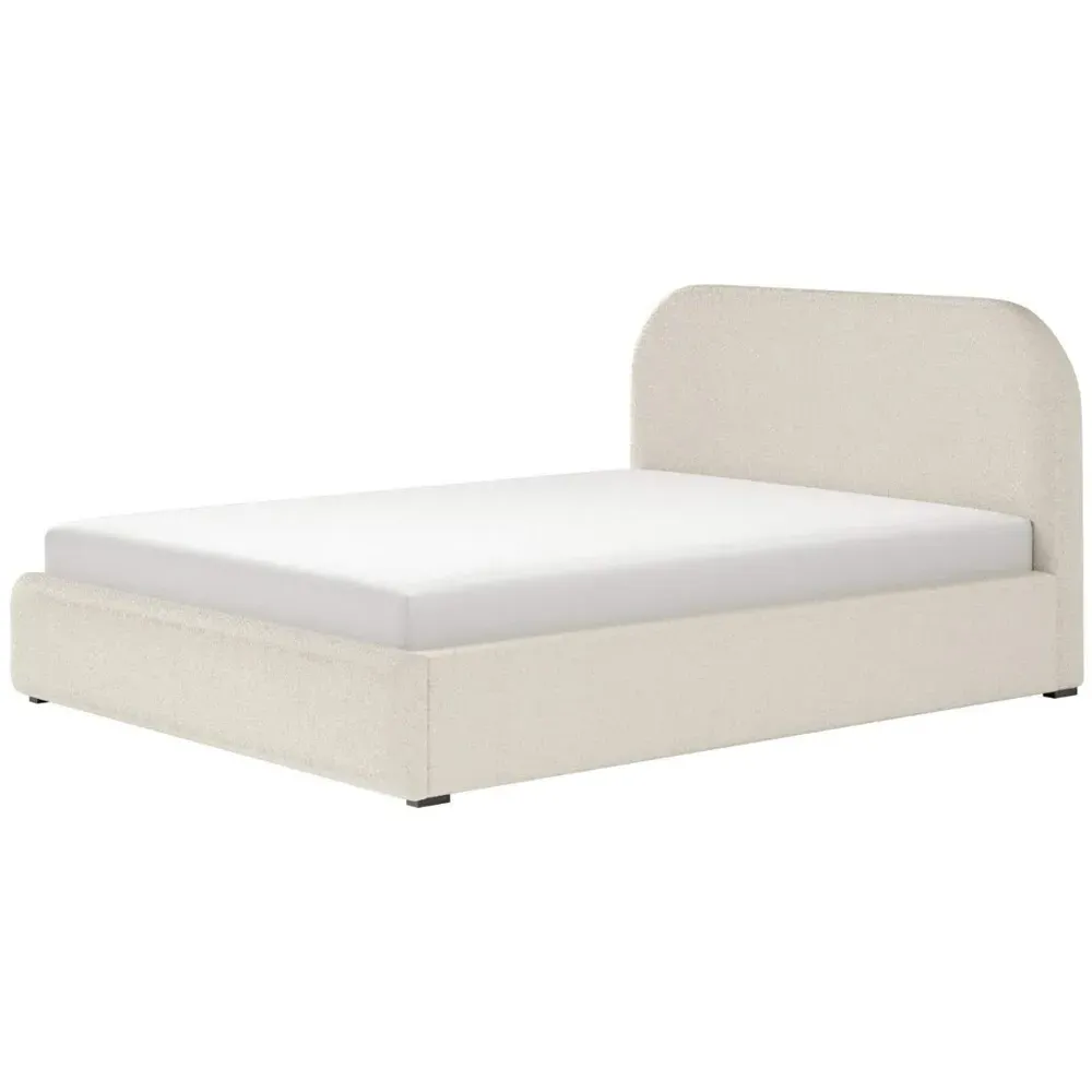 Alba King Size Ottoman Bed with Storage - Cream, Boucle