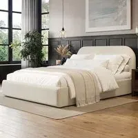Alba King Size Ottoman Bed with Storage - Cream, Boucle
