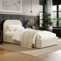 Alba Single Ottoman Bed with Storage - Cream, Boucle