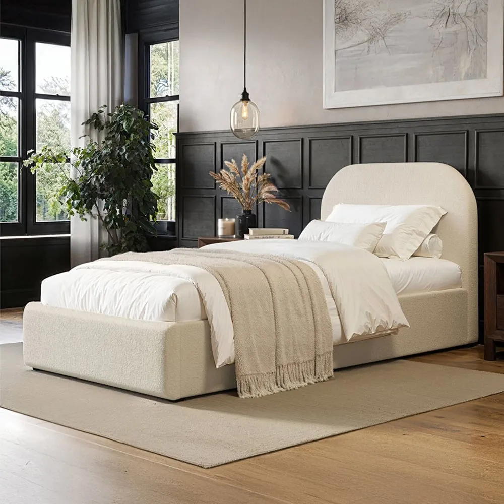 Alba Single Ottoman Bed with Storage - Cream, Boucle image