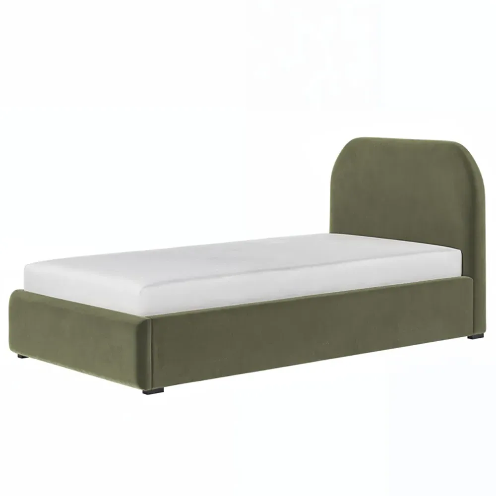 Alba Single Ottoman Bed with Storage - Green, Velvet