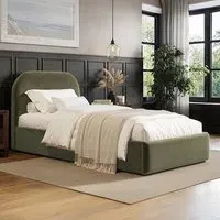 Alba Single Ottoman Bed with Storage - Green, Velvet
