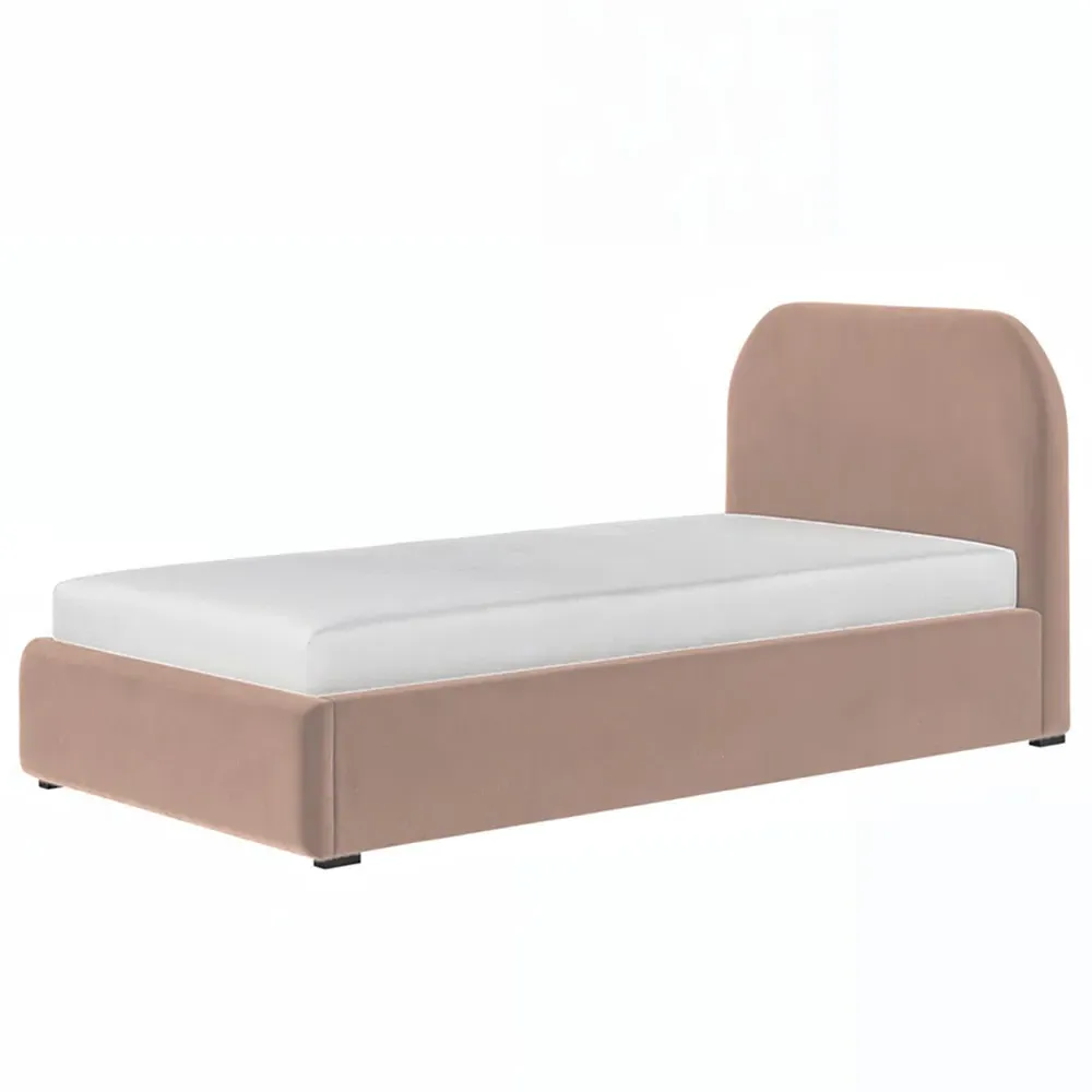 Alba Single Ottoman Bed with Storage - Pink, Velvet