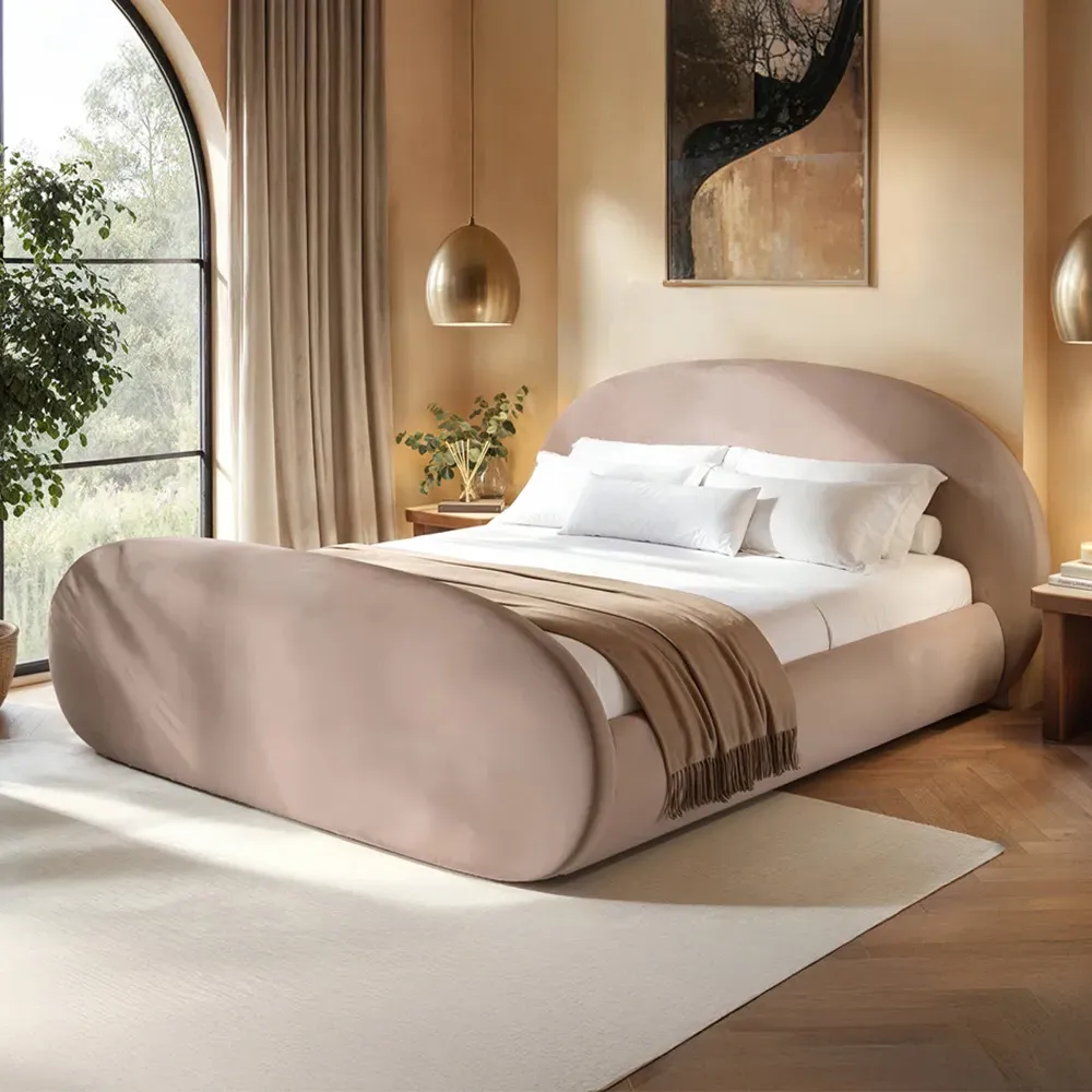 Amos Double Ottoman Bed with Storage - Cream, Velvet image