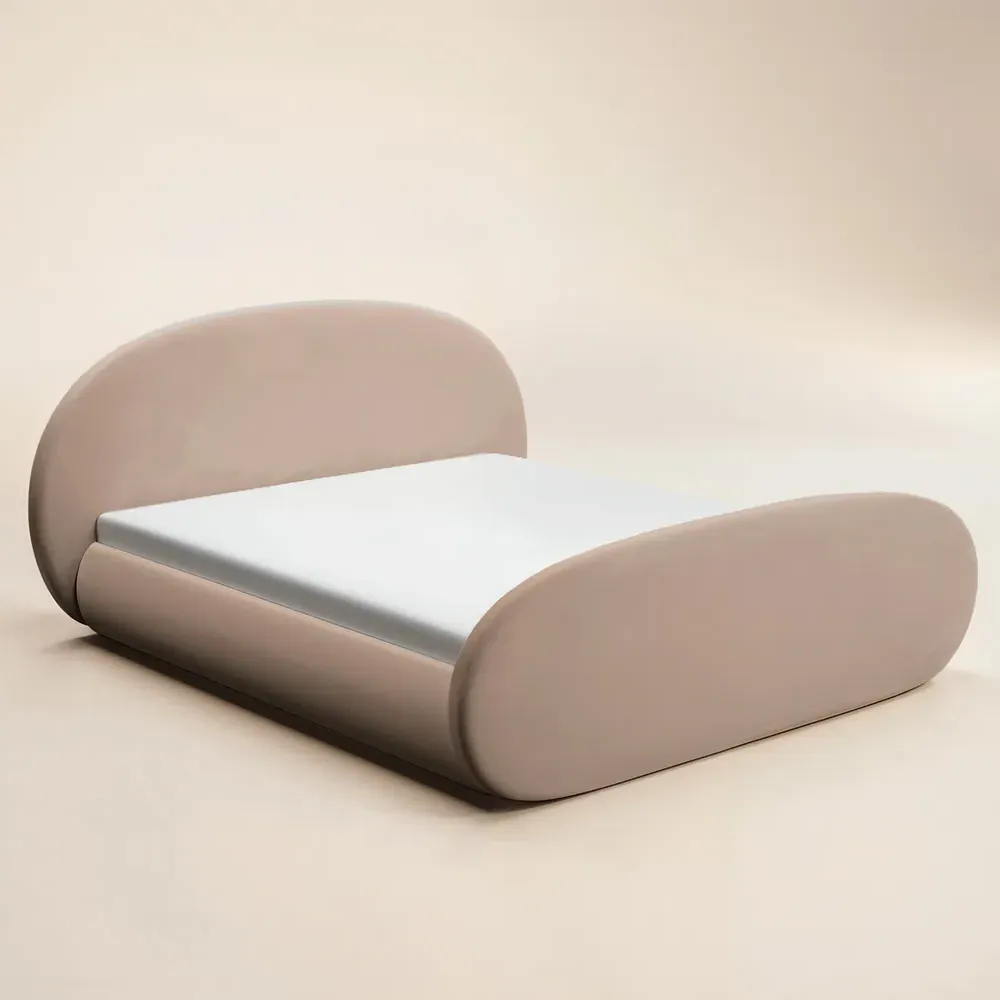 Amos King Size Ottoman Bed with Storage - Cream, Velvet