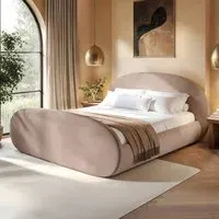 Amos King Size Ottoman Bed with Storage - Cream, Velvet