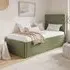 Ari Single Bed with Trundle - Olive Green, Velvet