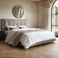 Artemis Double Ottoman Bed with Storage - Beige, Velvet