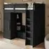 Aspen Ribbed High Sleeper with Storage and Wardrobe - Black