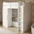 Aspen Ribbed High Sleeper with Storage and Wardrobe - White