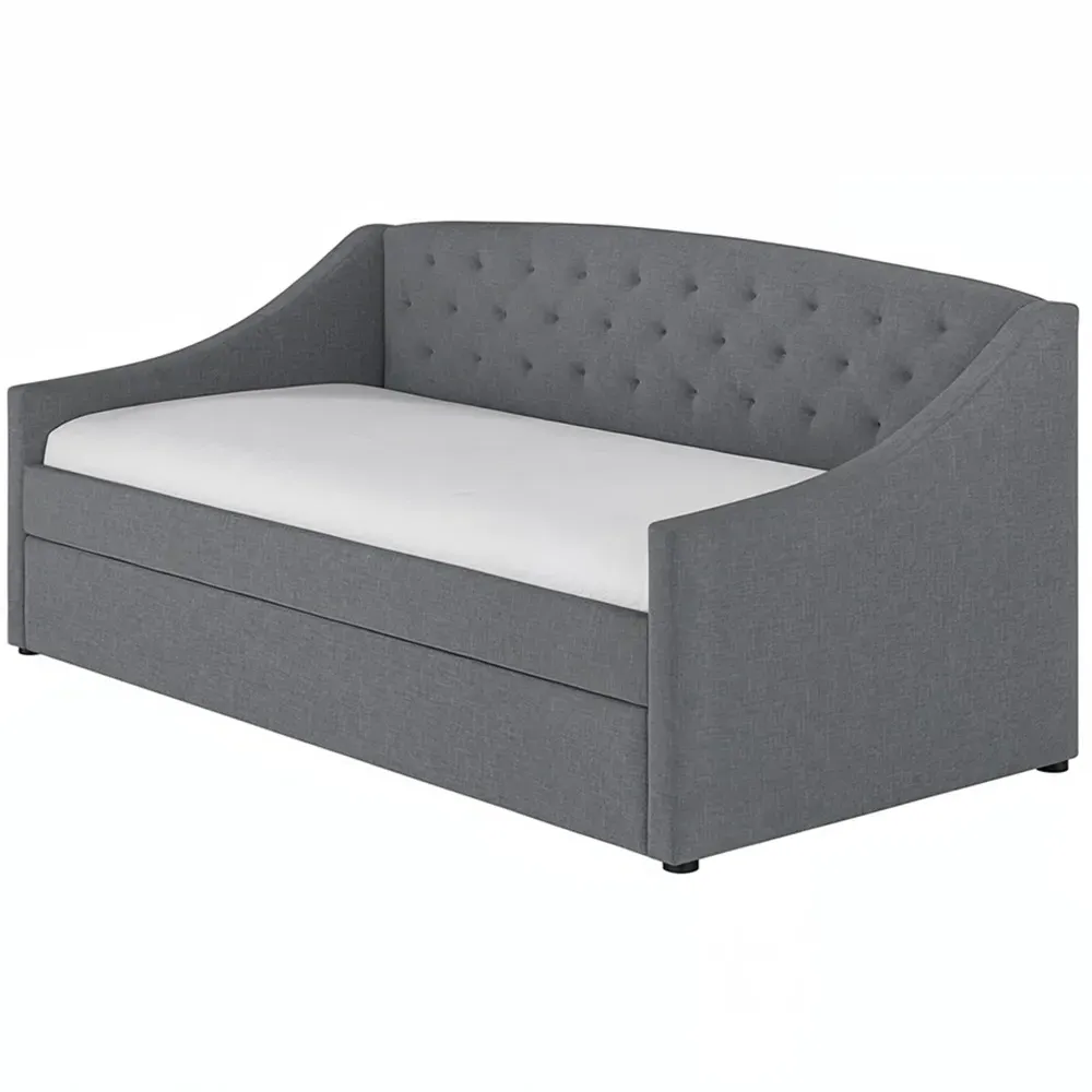 Aurora Daybed with Trundle - Grey, Fabric