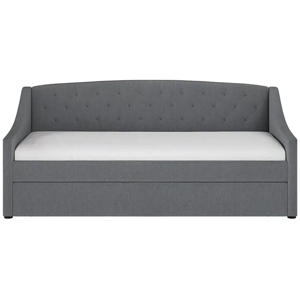 Aurora Daybed with Trundle - Grey, Fabric