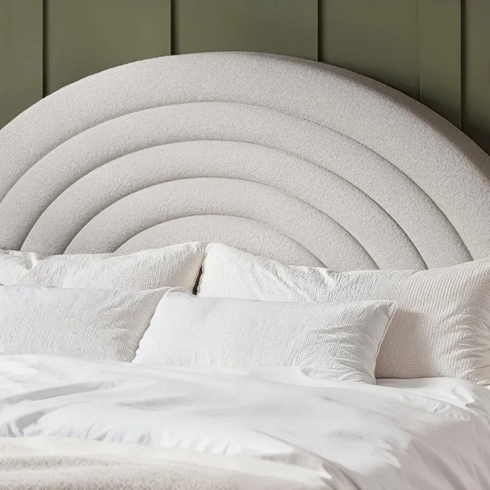 Ava Double Bed Frame - Grey, Boucle Fabric