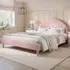 Ava Double Bed Frame - Pink, Boucle Fabric