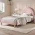 Ava Single Bed Frame - Pink, Boucle Fabric