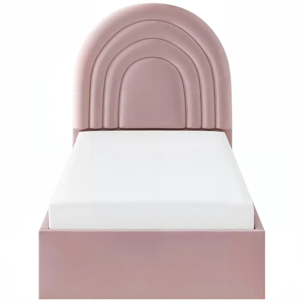 Ava Single Ottoman Bed with Storage - Pink, Velvet