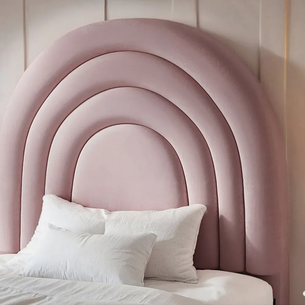 Ava Single Ottoman Bed with Storage - Pink, Velvet