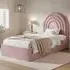 Ava Single Ottoman Bed with Storage - Pink, Velvet