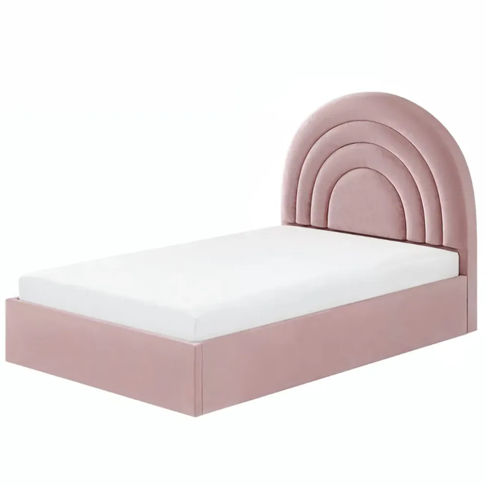Ava Small Double Ottoman Bed - Pink, Velvet