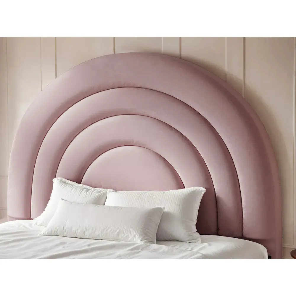 Ava Small Double Ottoman Bed - Pink, Velvet