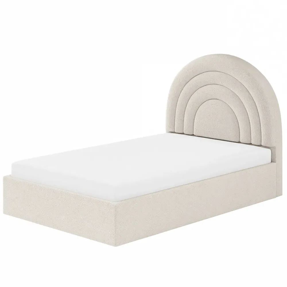 Ava Small Double Ottoman Bed with Storage - Cream, Boucle
