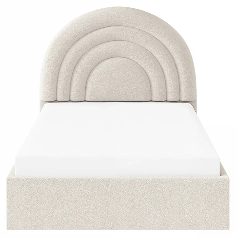 Ava Small Double Ottoman Bed with Storage - Cream, Boucle
