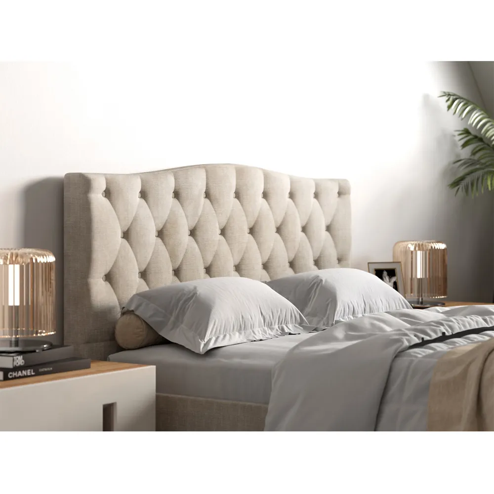 Barkby Double Bed Frame with Storage - Beige, Fabric