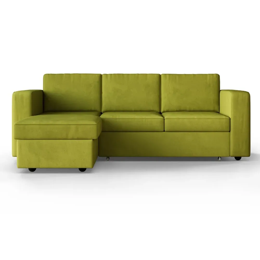 Salou 3-Seater Sofa Bed with Storage - Olive Green, Velvet