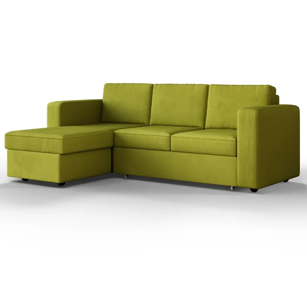 Salou 3-Seater Sofa Bed with Storage - Olive Green, Velvet