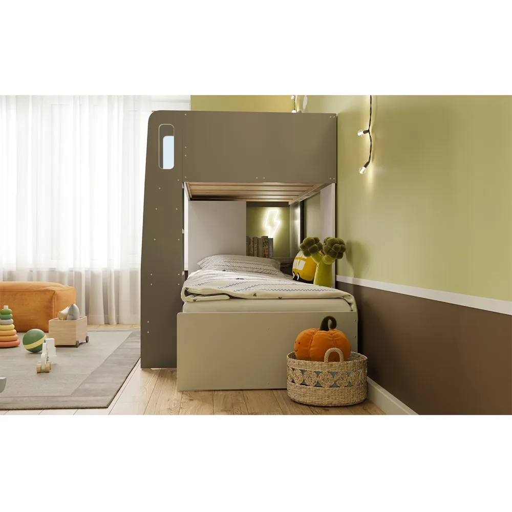 Benito Bunk Bed with Wardrobe - White, Grey