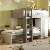 Benito Bunk Bed with Wardrobe - White, Grey