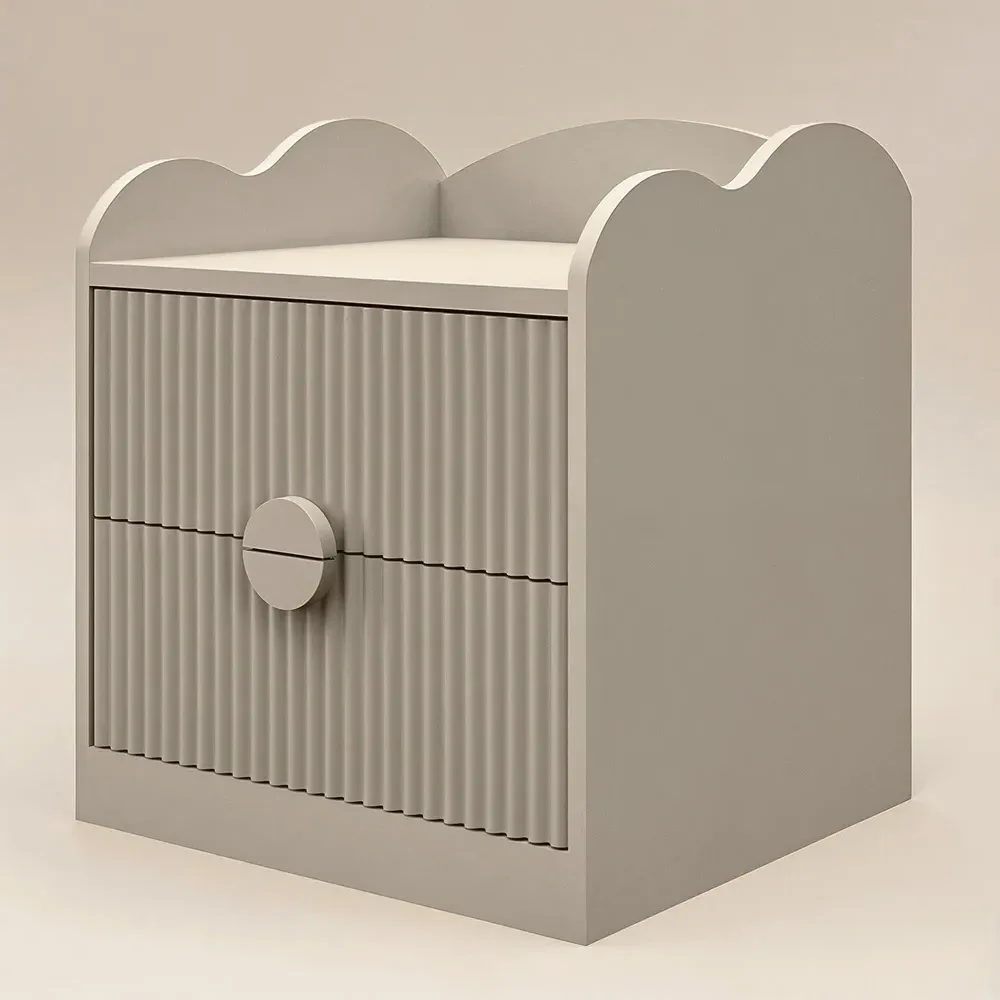 Calista 2 Drawer Ribbed Nightstand - Cream