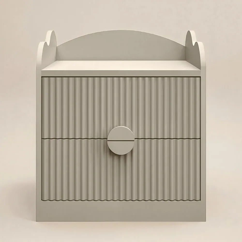 Calista 2 Drawer Ribbed Nightstand - Cream